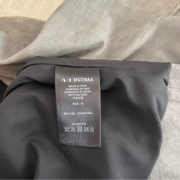 Muubaa Women's Lamb Leather Drape Style Jacket Charcoal Size 10 - Picture 4 of 7